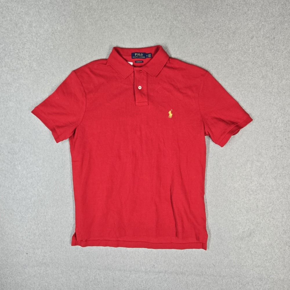 Polo Ralph Lauren Men Polo M Red Embroidered Classic Fit Short Sleeve Cotton
